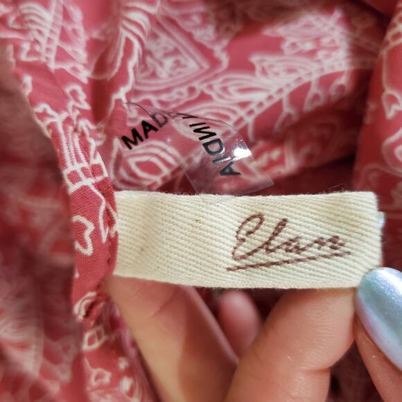 Elan Double V-Neck Boho Asymmetrical Maxi Dress Size S Floral Paisley Pockets - Picture 8 of 11